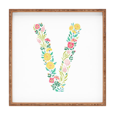 Pimlada Phuapradit Floral Alphabet V Square Tray