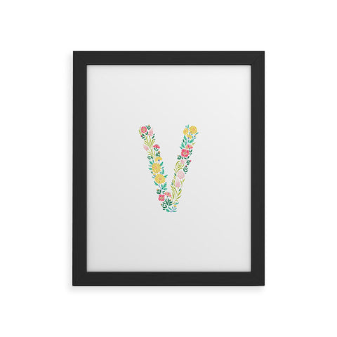Pimlada Phuapradit Floral Alphabet V Framed Art Print