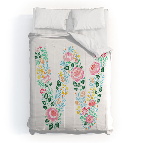 Pimlada Phuapradit Floral Alphabet W Comforter