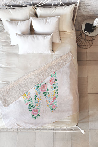 Pimlada Phuapradit Floral Alphabet W Fleece Throw Blanket