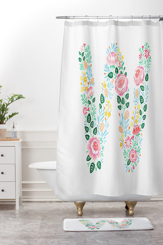 Pimlada Phuapradit Floral Alphabet W Shower Curtain And Mat