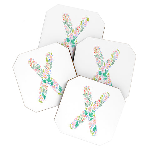 Pimlada Phuapradit Floral Alphabet X Coaster Set