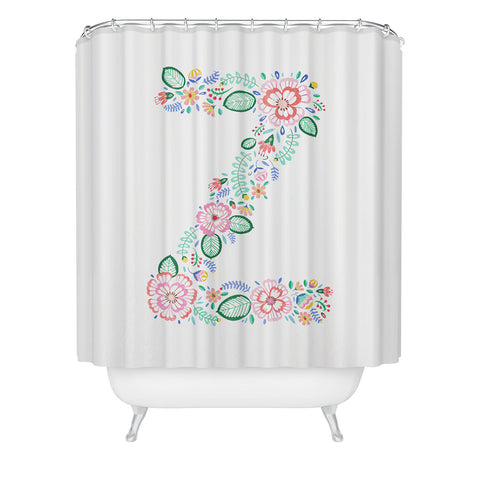 Pimlada Phuapradit Floral Alphabet Z Shower Curtain
