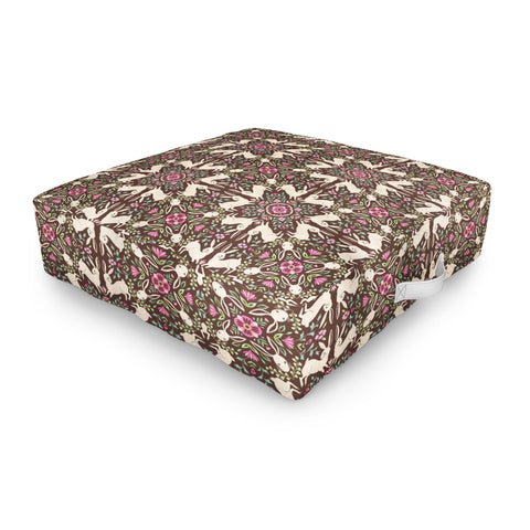 Pimlada Phuapradit Floral Bunny Tile Outdoor Floor Cushion