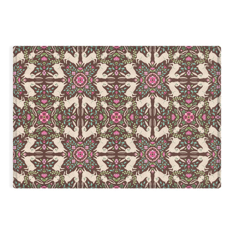 Pimlada Phuapradit Floral Bunny Tile Outdoor Rug