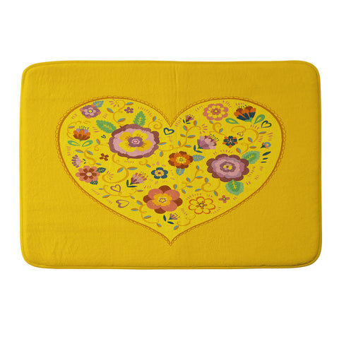 Pimlada Phuapradit Floral heart 2 Memory Foam Bath Mat