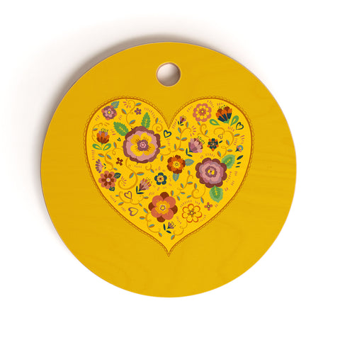 Pimlada Phuapradit Floral heart 2 Cutting Board Round