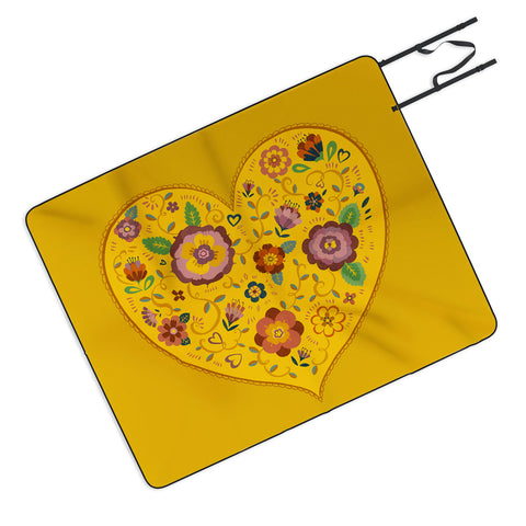 Pimlada Phuapradit Floral heart 2 Picnic Blanket