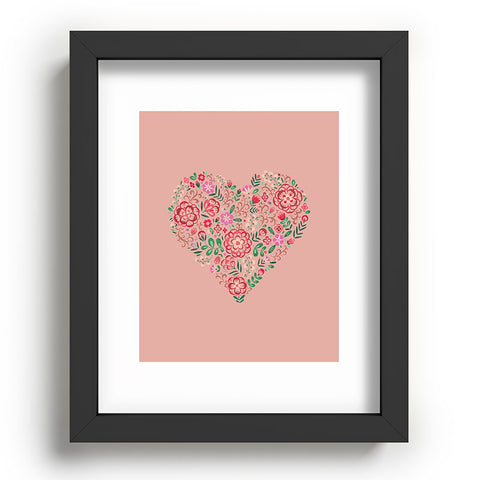 Pimlada Phuapradit Floral Heart Pink Recessed Framing Rectangle