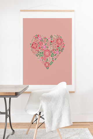 Pimlada Phuapradit Floral Heart Pink Art Print And Hanger