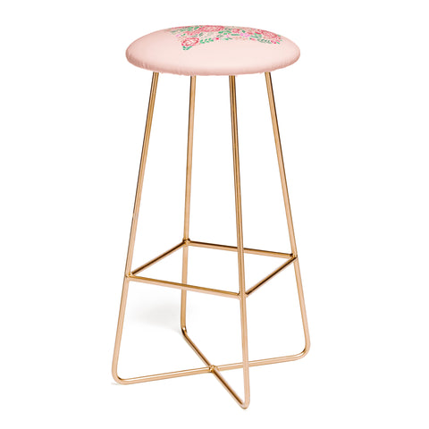 Pimlada Phuapradit Floral Heart Pink Bar Stool