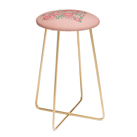 Pimlada Phuapradit Floral Heart Pink Counter Stool