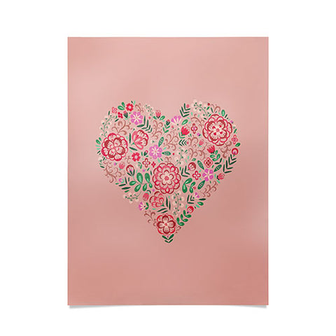 Pimlada Phuapradit Floral Heart Pink Poster