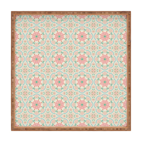Pimlada Phuapradit Floral Mandala tile Square Tray