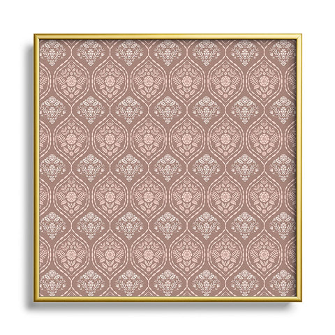 Pimlada Phuapradit Floral Ogee pink taupe Metal Square Framed Art Print