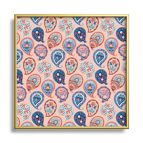 Pimlada Phuapradit Floral Paisley Half Drop Square Metal Framed Art Print