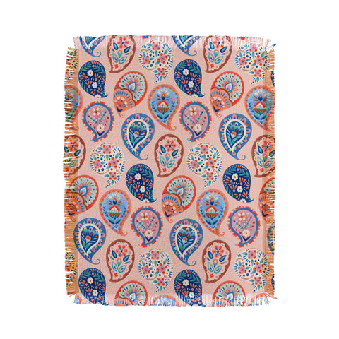 Pimlada Phuapradit Floral Paisley Half Drop Throw Blanket