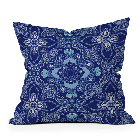 Pimlada Phuapradit Floral Paisley tiles Throw Pillow