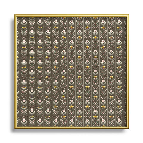 Pimlada Phuapradit Floral Stripe 4 Metal Square Framed Art Print