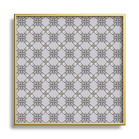 Pimlada Phuapradit Floral tile blue grey Square Metal Framed Art Print