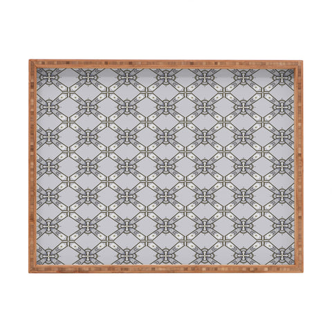 Pimlada Phuapradit Floral tile blue grey Rectangular Tray