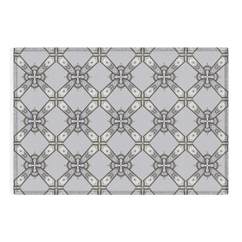 Pimlada Phuapradit Floral tile blue grey Outdoor Rug