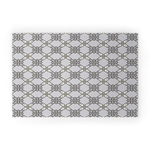 Pimlada Phuapradit Floral tile blue grey Welcome Mat