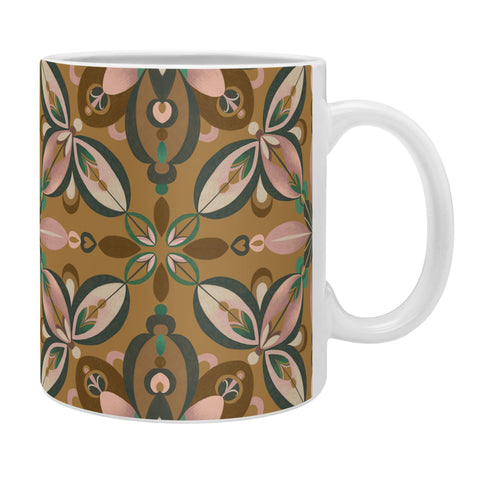 Pimlada Phuapradit Floral tile in yellow ochre Coffee Mug