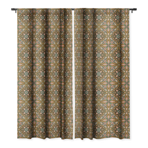 Pimlada Phuapradit Floral tile in yellow ochre Blackout Window Curtain