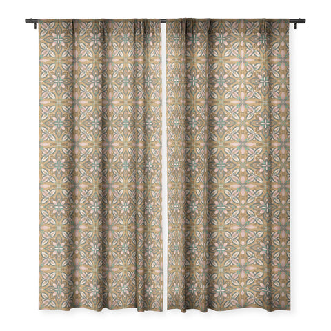 Pimlada Phuapradit Floral tile in yellow ochre Sheer Window Curtain