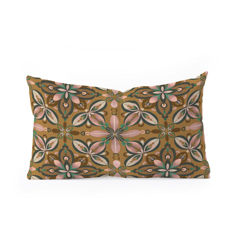Pimlada Phuapradit Floral tile in yellow ochre Oblong Throw Pillow