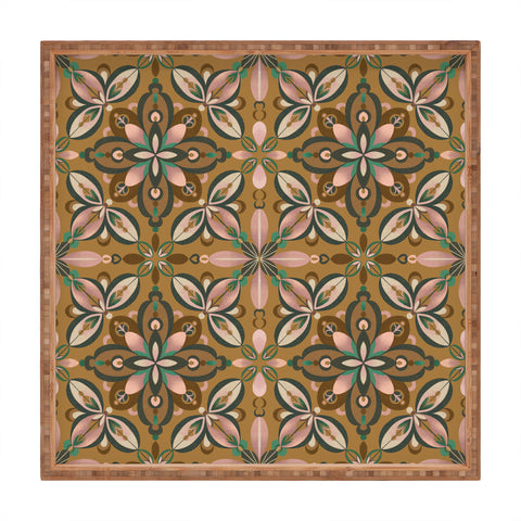 Pimlada Phuapradit Floral tile in yellow ochre Square Tray