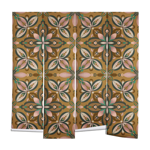 Pimlada Phuapradit Floral tile in yellow ochre Wall Mural