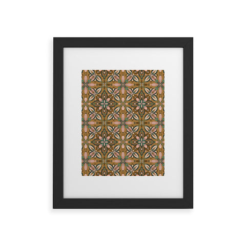 Pimlada Phuapradit Floral tile in yellow ochre Framed Art Print