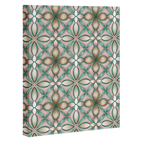 Pimlada Phuapradit Floral tile pink and green Art Canvas