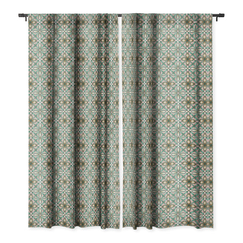 Pimlada Phuapradit Floral tile pink and green Blackout Window Curtain