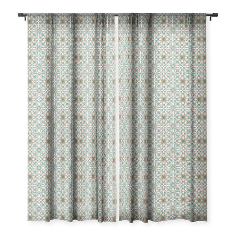 Pimlada Phuapradit Floral tile pink and green Sheer Window Curtain