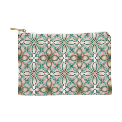 Pimlada Phuapradit Floral tile pink and green Pouch