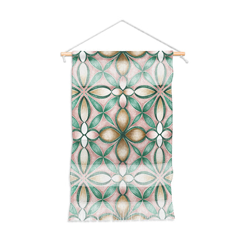 Pimlada Phuapradit Floral tile pink and green Wall Hanging Portrait