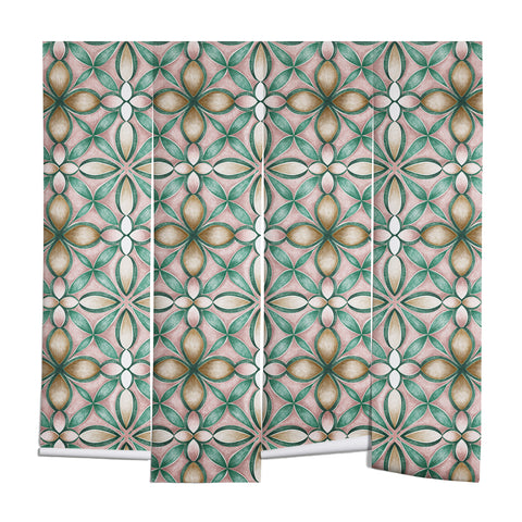 Pimlada Phuapradit Floral tile pink and green Wall Mural