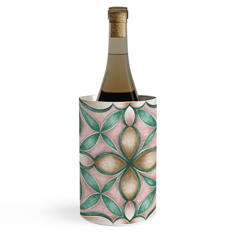 Pimlada Phuapradit Floral tile pink and green Wine Chiller