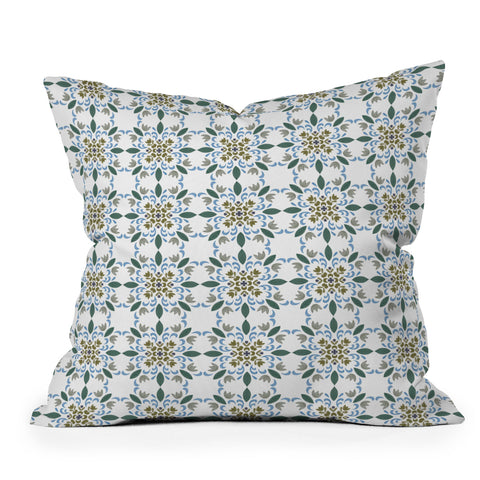 Pimlada Phuapradit Floral tiles 4 Throw Pillow