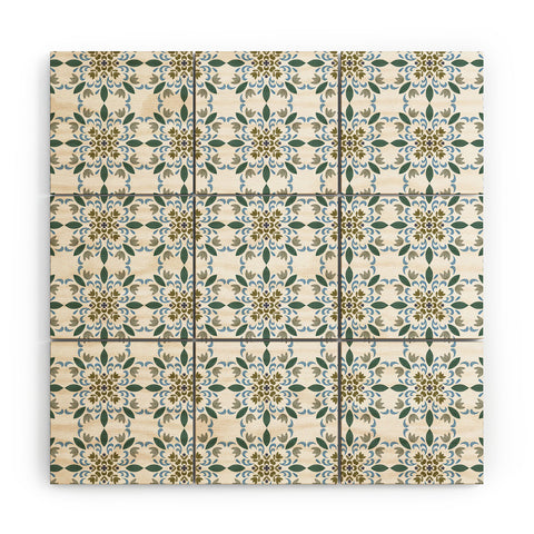 Pimlada Phuapradit Floral tiles 4 Wood Wall Mural