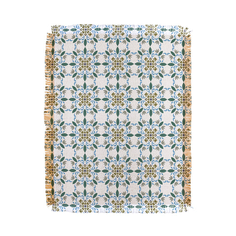 Pimlada Phuapradit Floral tiles 4 Throw Blanket