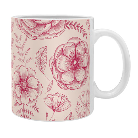 Pimlada Phuapradit Flower drawing pink Coffee Mug