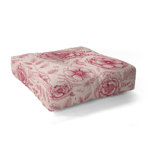 Pimlada Phuapradit Flower drawing pink Floor Pillow Square
