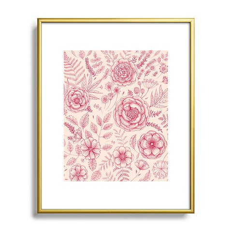 Pimlada Phuapradit Flower drawing pink Metal Framed Art Print