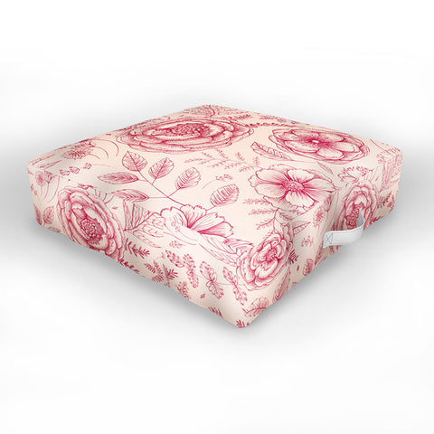 Pimlada Phuapradit Flower drawing pink Outdoor Floor Cushion