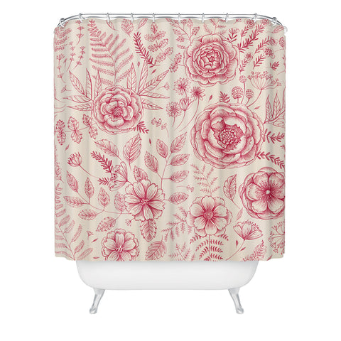 Pimlada Phuapradit Flower drawing pink Shower Curtain