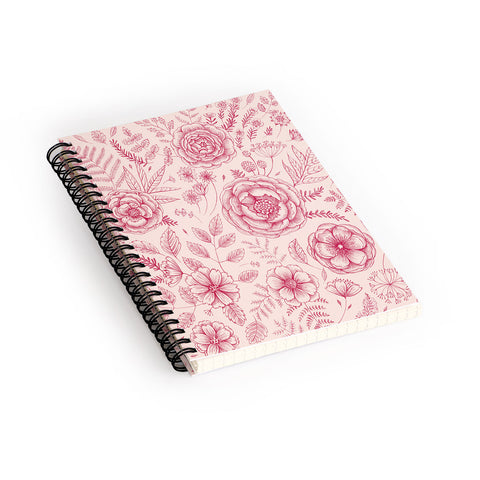 Pimlada Phuapradit Flower drawing pink Spiral Notebook